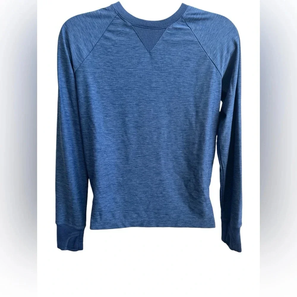 Athleta Girl Power of She Long Sleeve Heathered Blue Top, Size 12